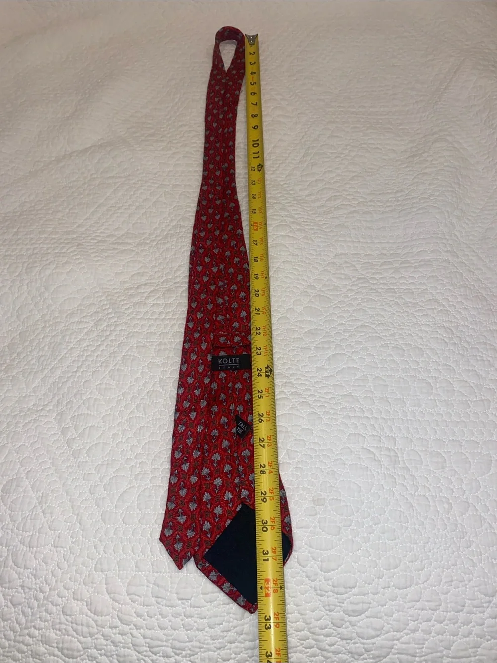 Kolte Men's Tall Red Patterned Silk Tie -